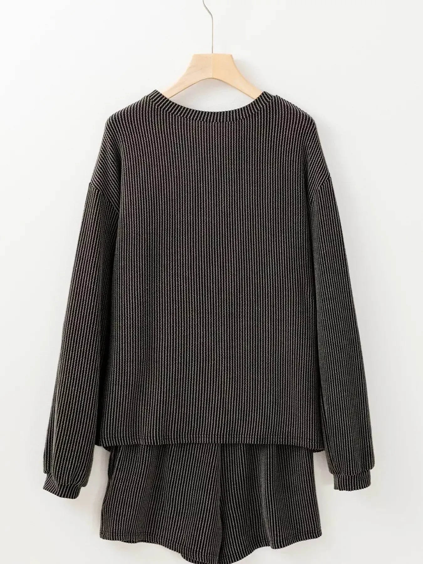 Patched Sequin Bow Sleeve Twisted Ribbed 2 Piece Set - IVORYNN