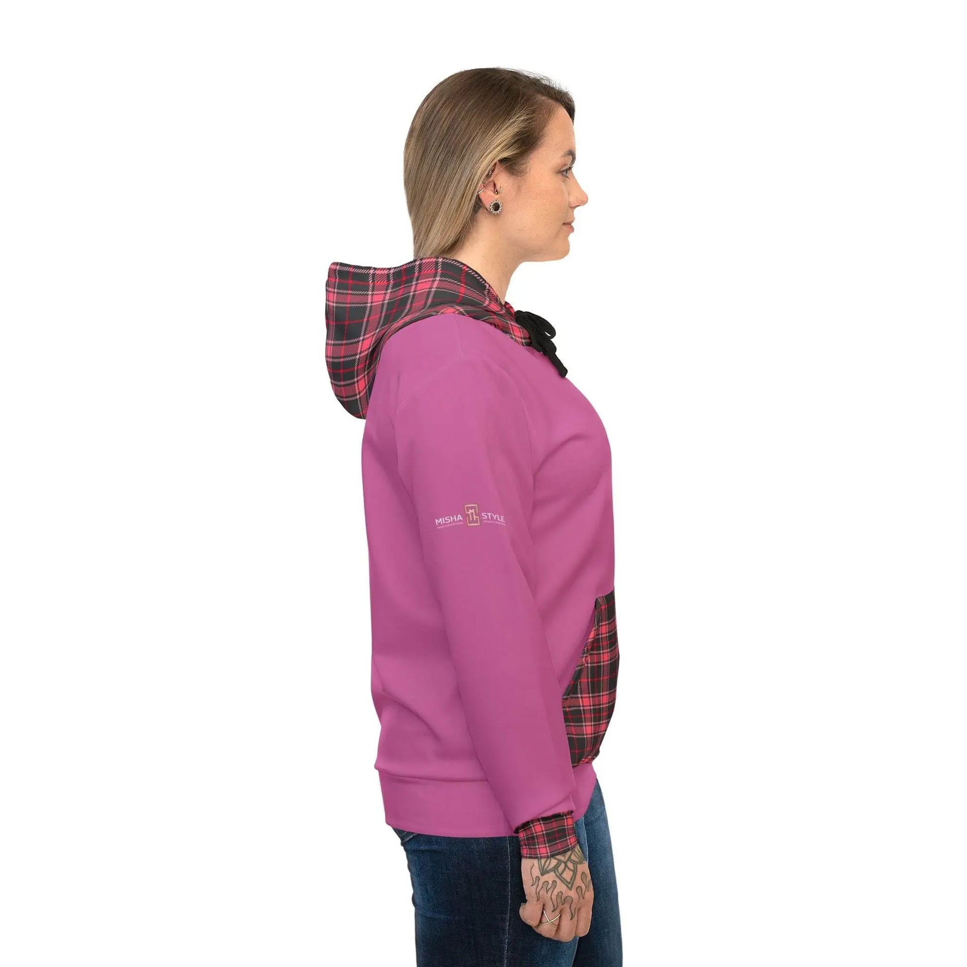 Pink Black Athletic Feldgrau Hoodie - IVORYNN