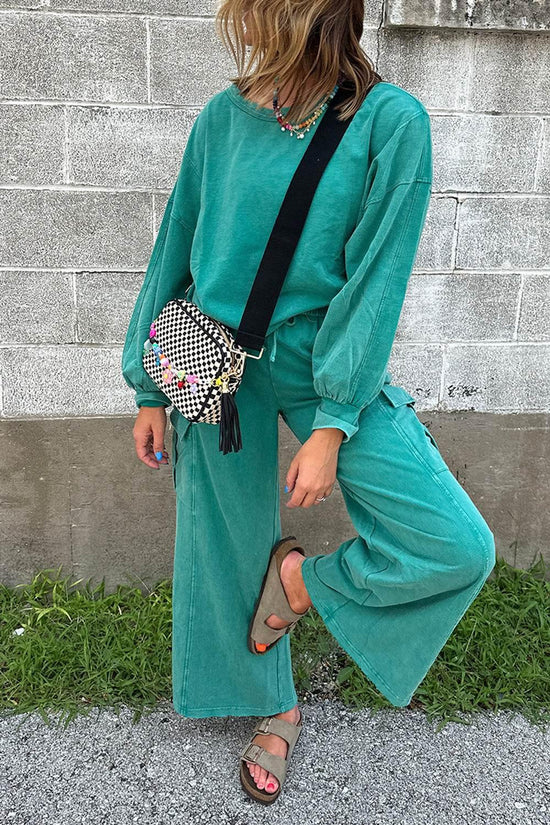 Pink Pullover and Wide Leg Cargo Pants Sachet Set - IVORYNN