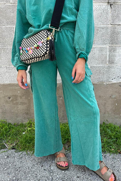 Pink Pullover and Wide Leg Cargo Pants Sachet Set - IVORYNN