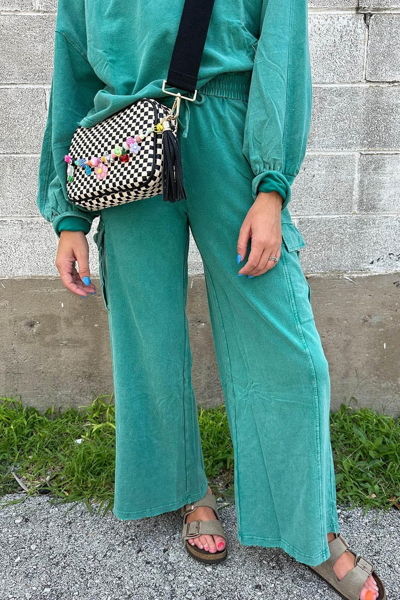 Pink Pullover and Wide Leg Cargo Pants Sachet Set - IVORYNN