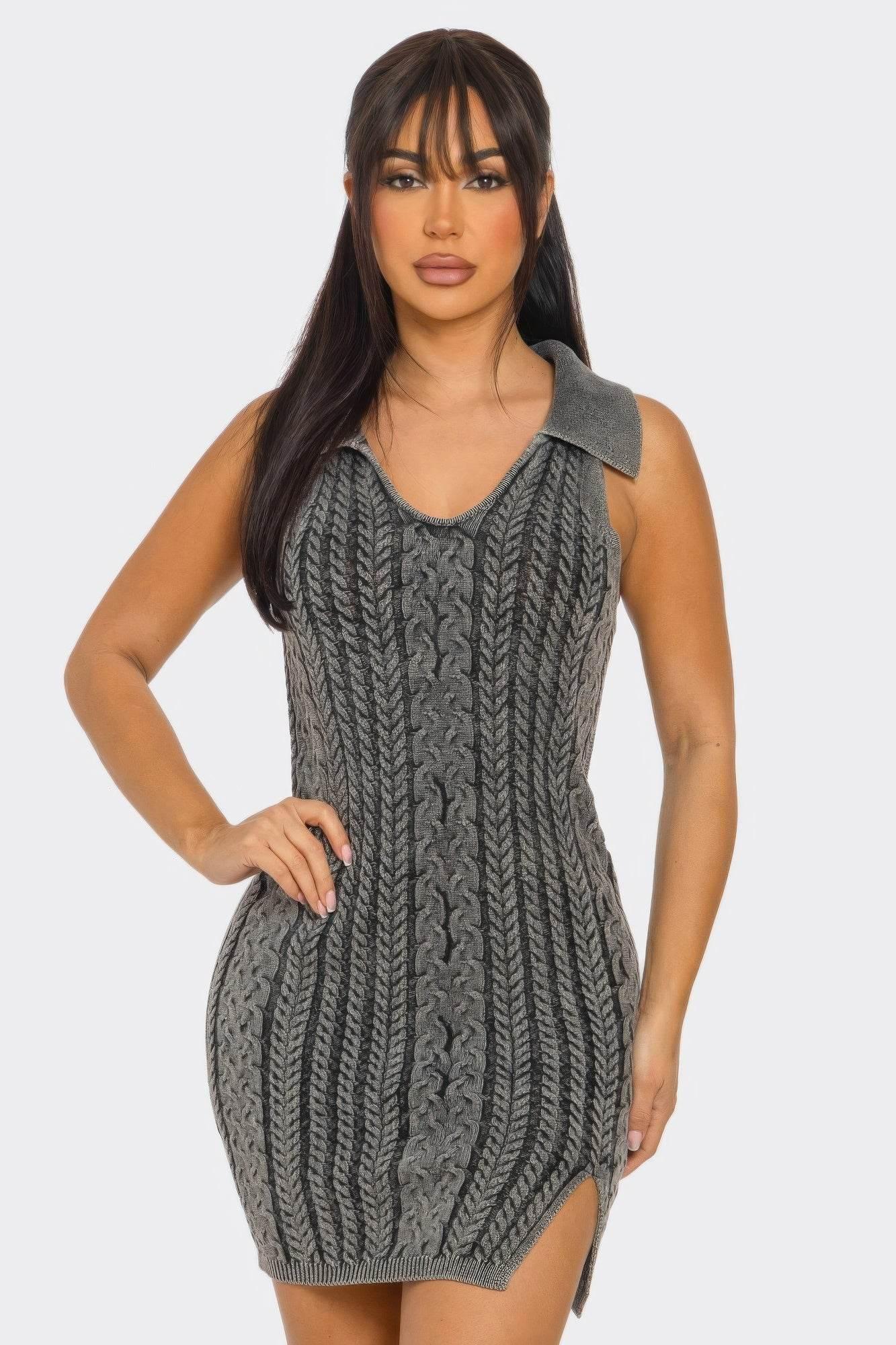 Plaid Gray Soft stretch Mineral Wash Dress - IVORYNN