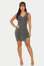 Plaid Gray Soft stretch Mineral Wash Dress - IVORYNN