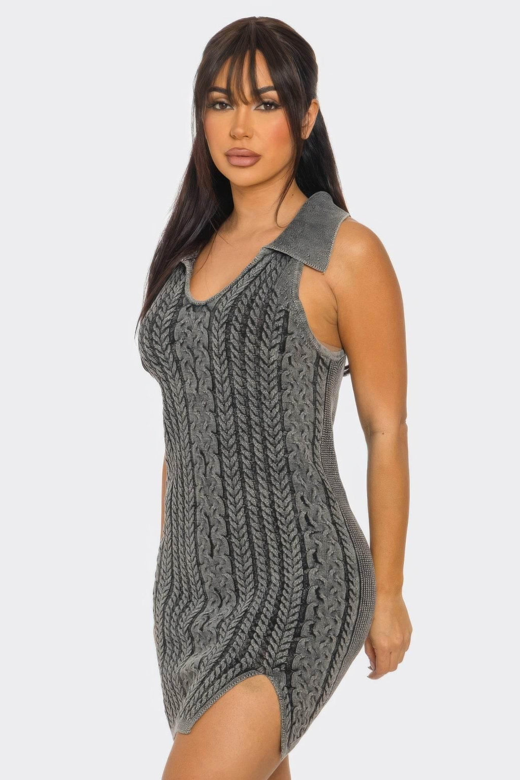 Plaid Gray Soft stretch Mineral Wash Dress - IVORYNN
