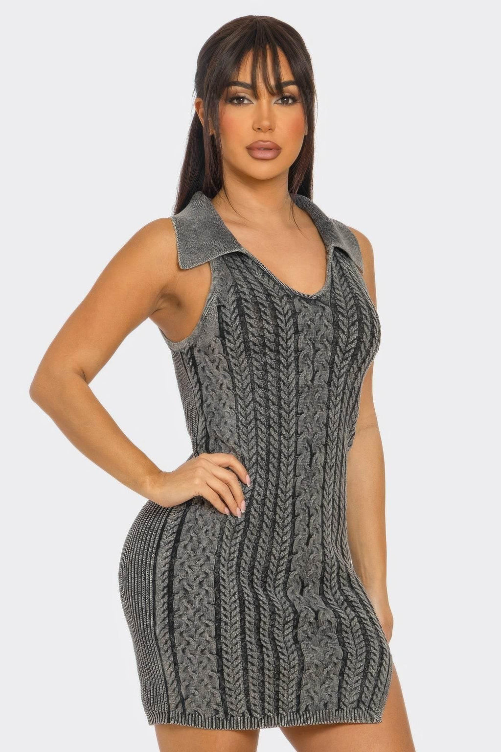 Plaid Gray Soft stretch Mineral Wash Dress - IVORYNN