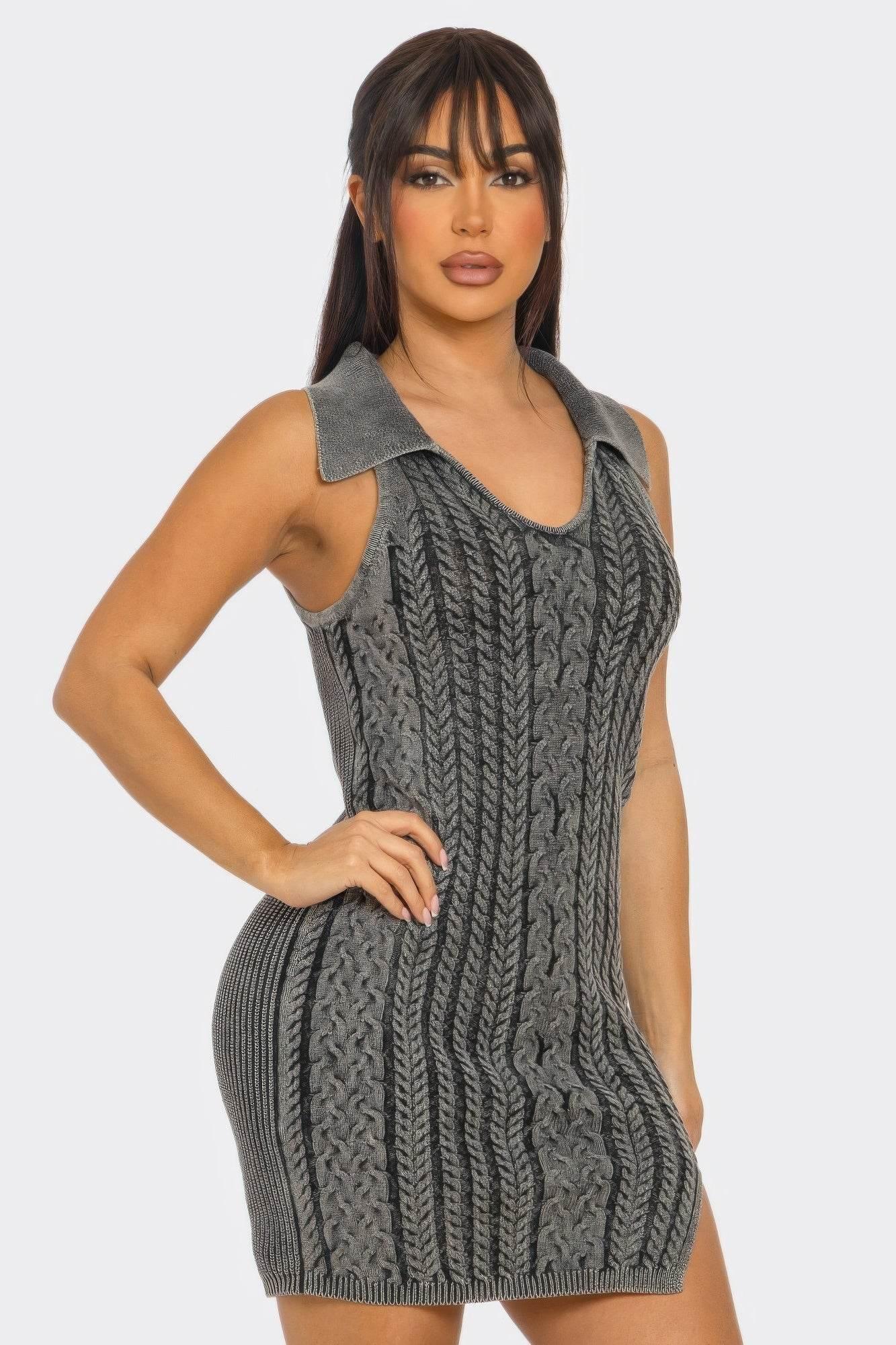 Plaid Gray Soft stretch Mineral Wash Dress - IVORYNN