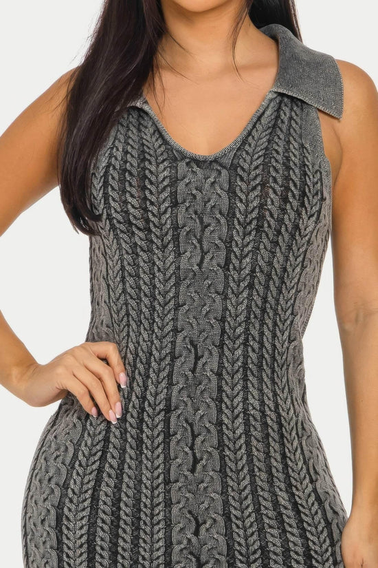 Plaid Gray Soft stretch Mineral Wash Dress - IVORYNN
