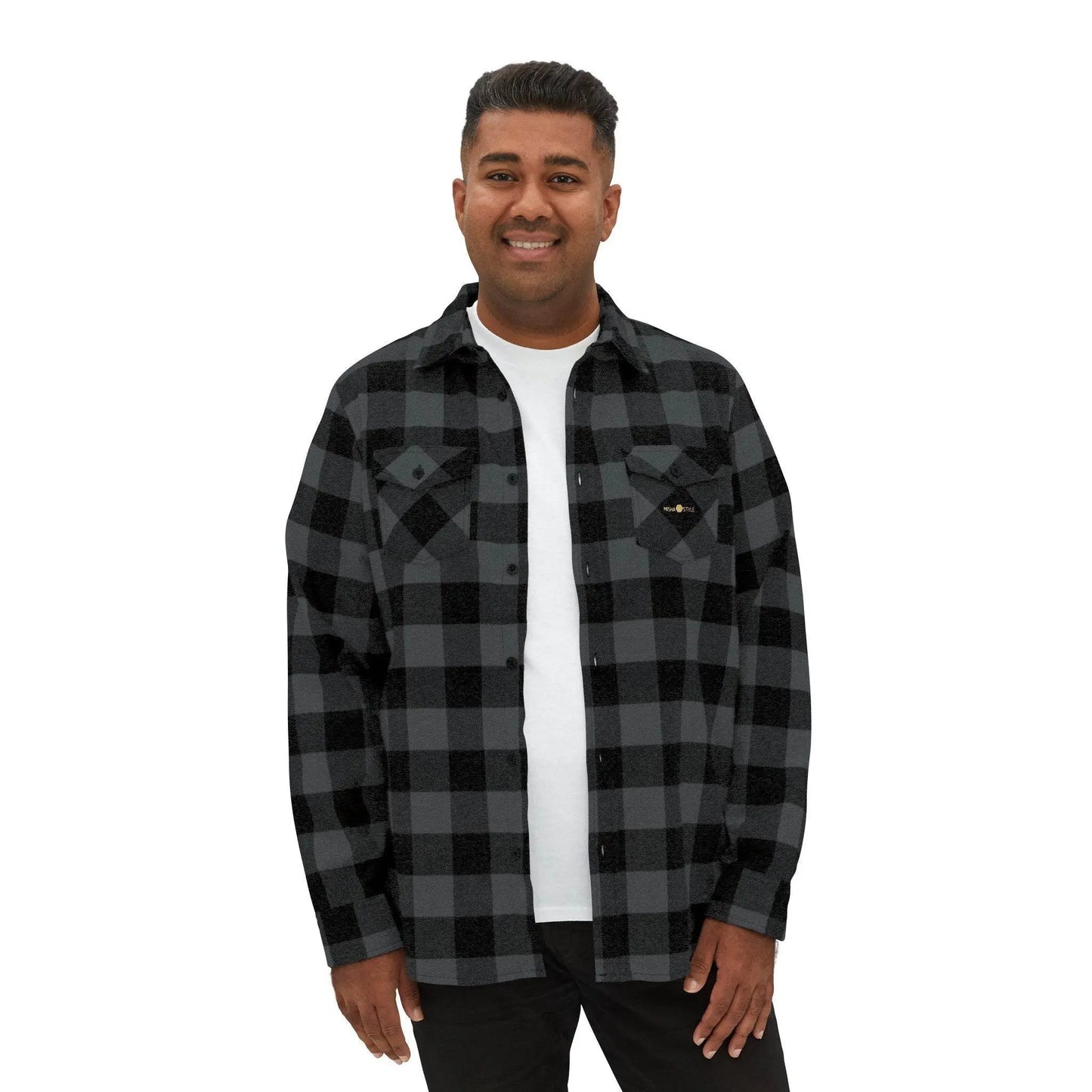 Plaid Men Luxury Flannel Shirt - Charcoal Heather - IVORYNN