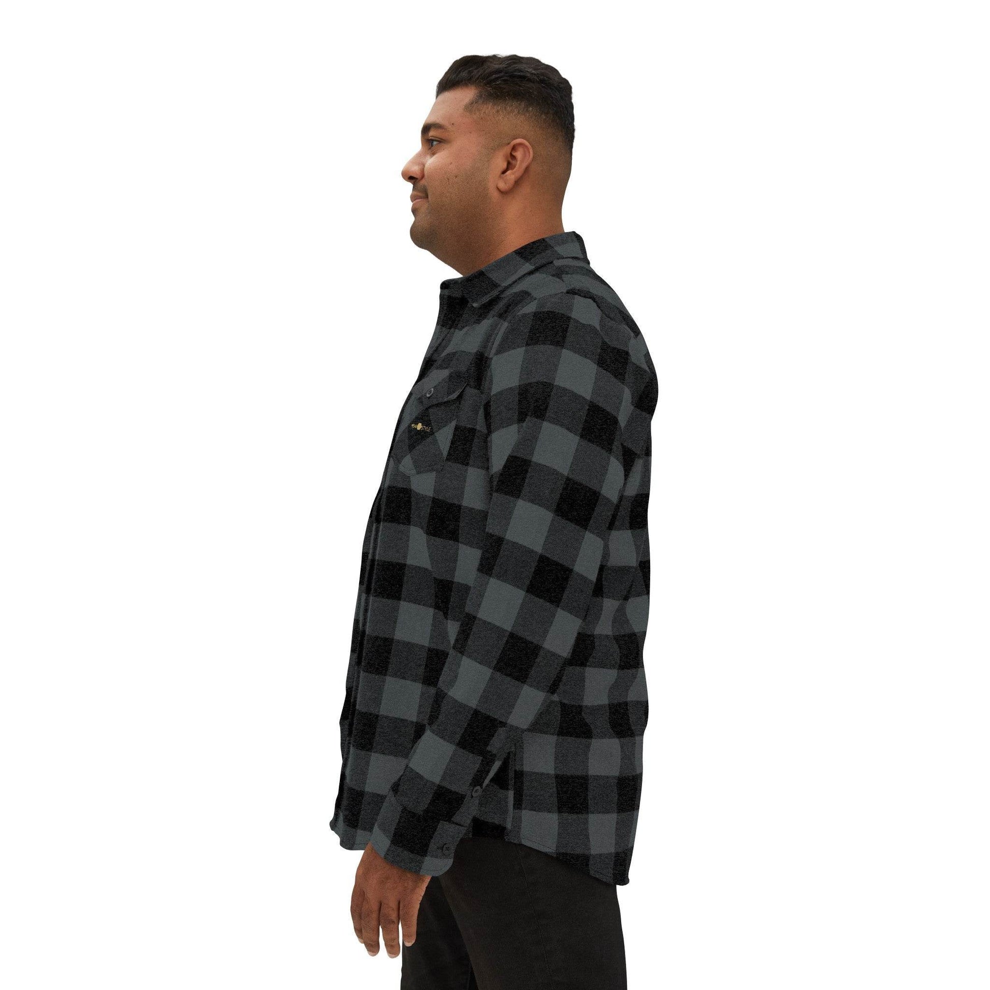 Plaid Men Luxury Flannel Shirt - Charcoal Heather - IVORYNN