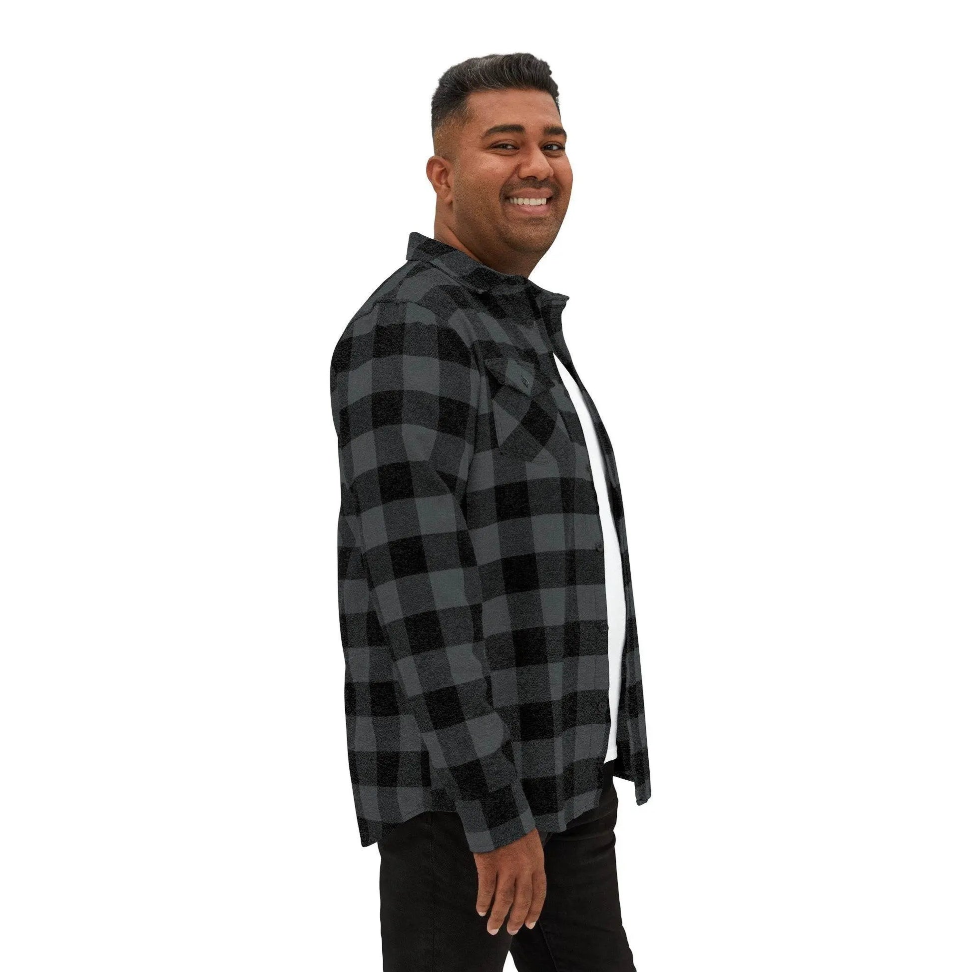 Plaid Men Luxury Flannel Shirt - Charcoal Heather - IVORYNN