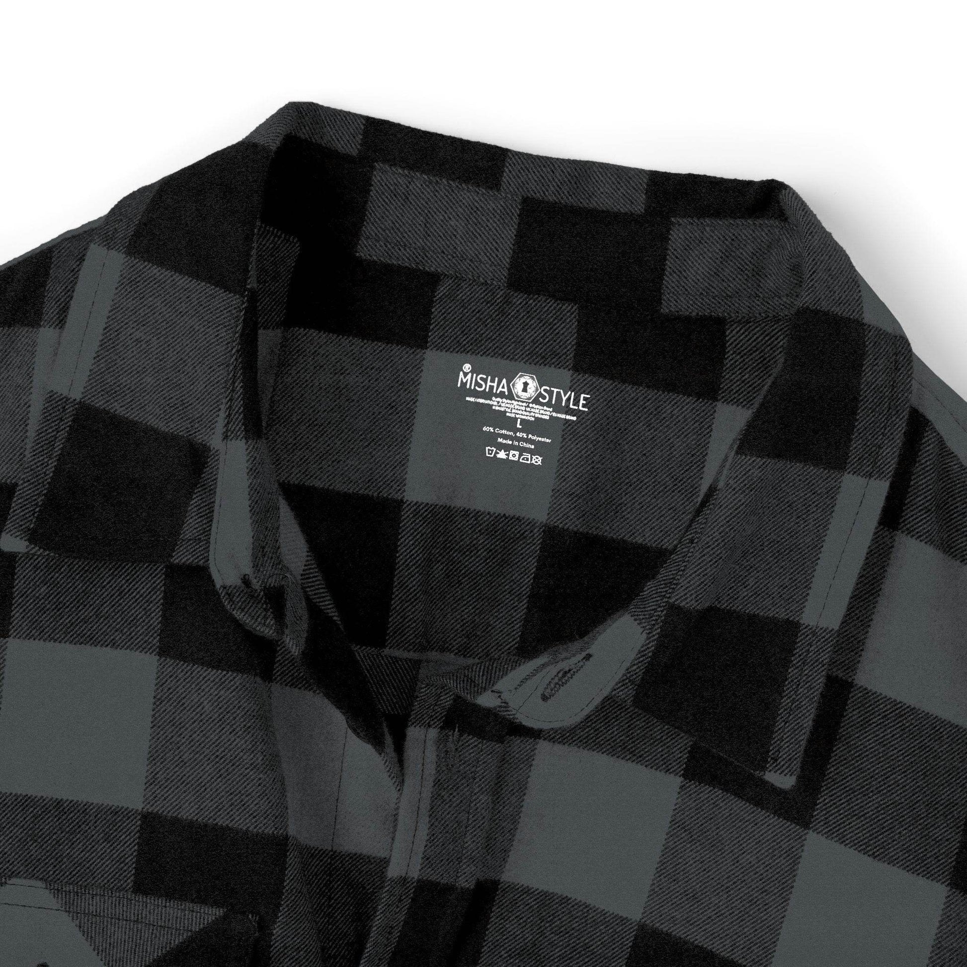 Plaid Men Luxury Flannel Shirt - Charcoal Heather - IVORYNN