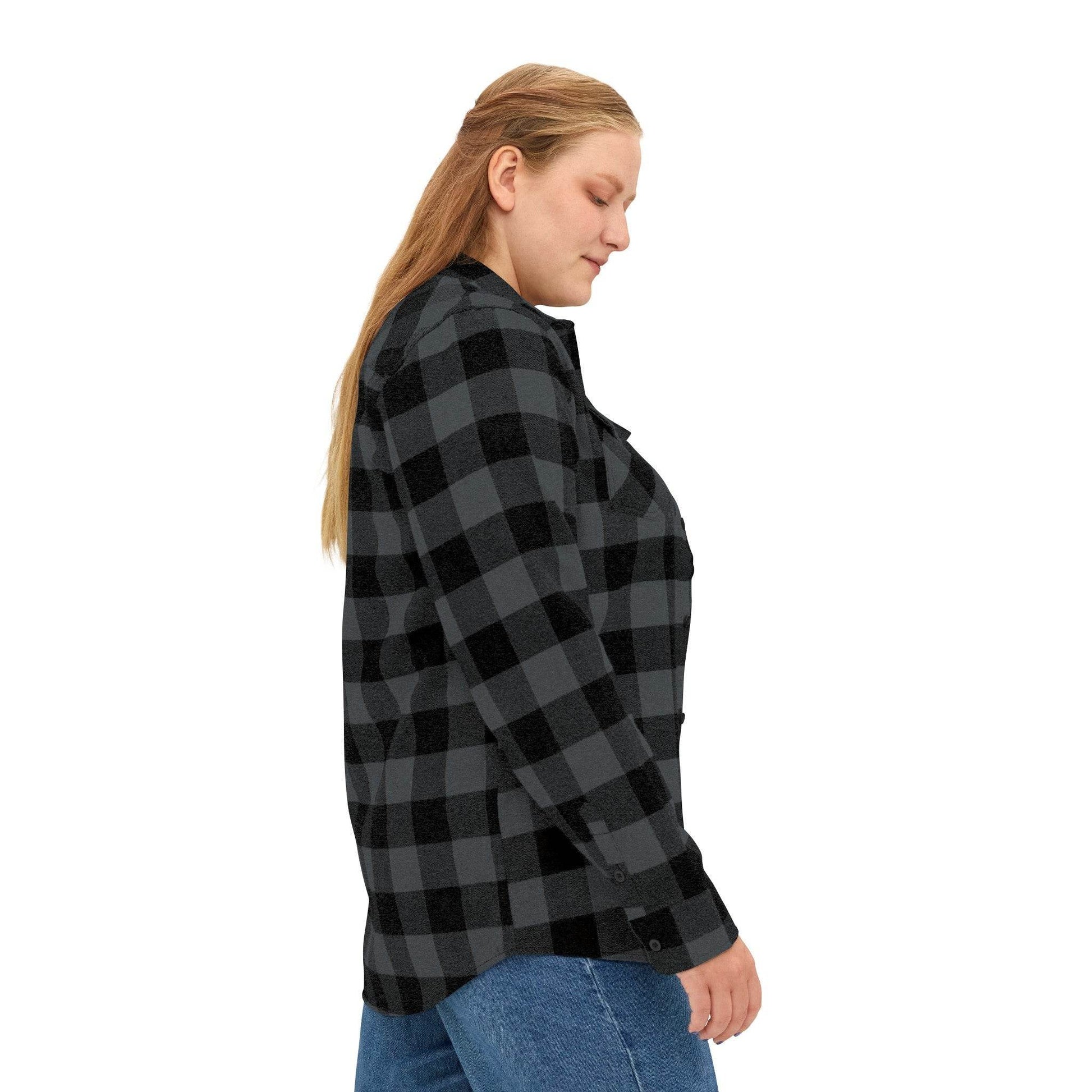 Plaid Women Luxury Flannel Shirt - Charcoal Heather - IVORYNN
