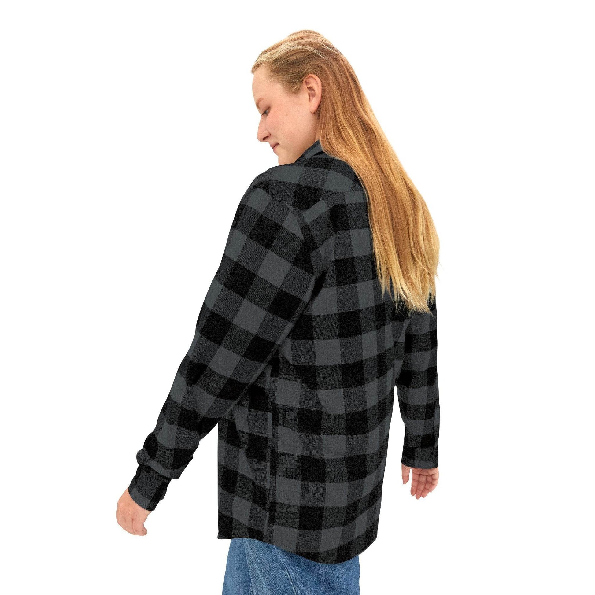 Plaid Women Luxury Flannel Shirt - Charcoal Heather - IVORYNN