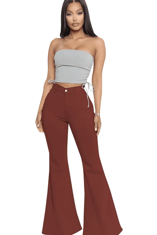 Plus Size Stretch High Waist Flare Jeans - IVORYNN