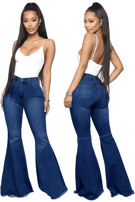 Plus Size Stretch High Waist Flare Jeans - IVORYNN