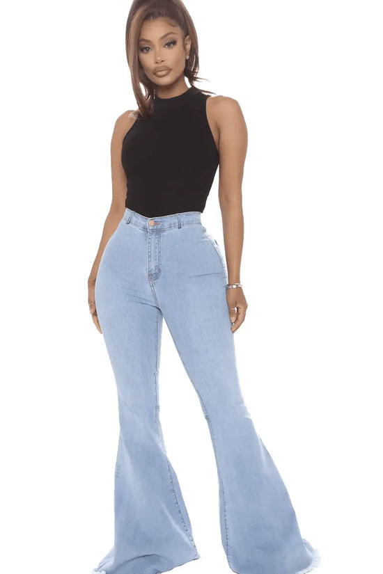 Plus Size Stretch High Waist Flare Jeans - IVORYNN
