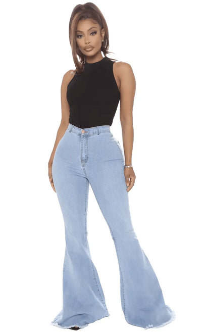 Plus Size Stretch High Waist Flare Jeans - IVORYNN