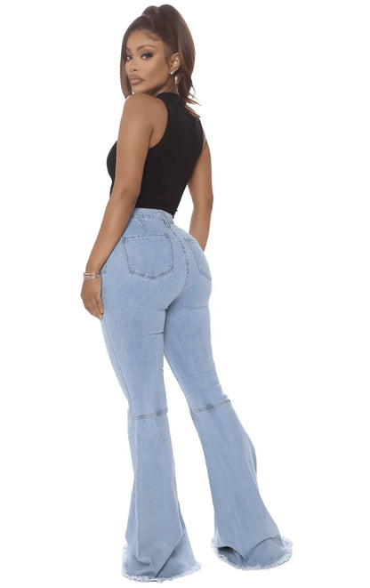 Plus Size Stretch High Waist Flare Jeans - IVORYNN