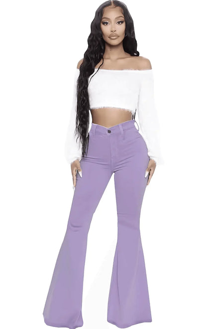 Plus Size Stretch High Waist Flare Jeans - IVORYNN