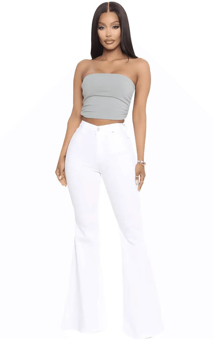 Plus Size Stretch High Waist Flare Jeans - IVORYNN