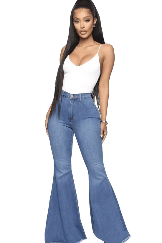 Plus Size Stretch High Waist Flare Jeans - IVORYNN