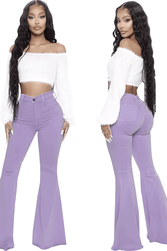 Plus Size Stretch High Waist Flare Jeans - IVORYNN