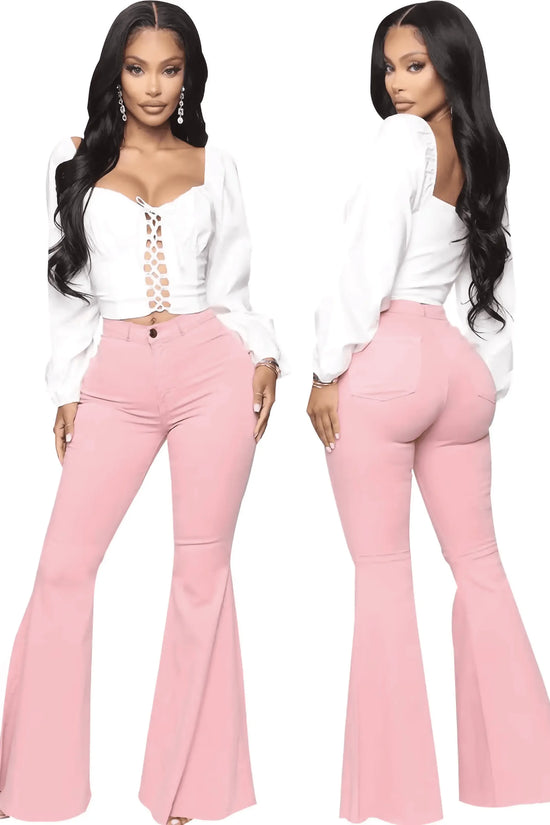Plus Size Stretch High Waist Flare Jeans - IVORYNN