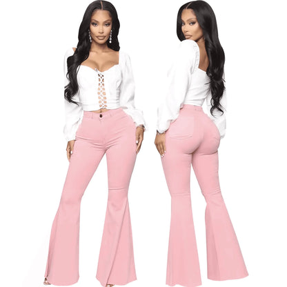 Plus Size Stretch High Waist Flare Jeans - IVORYNN