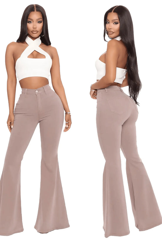 Plus Size Stretch High Waist Flare Jeans - IVORYNN