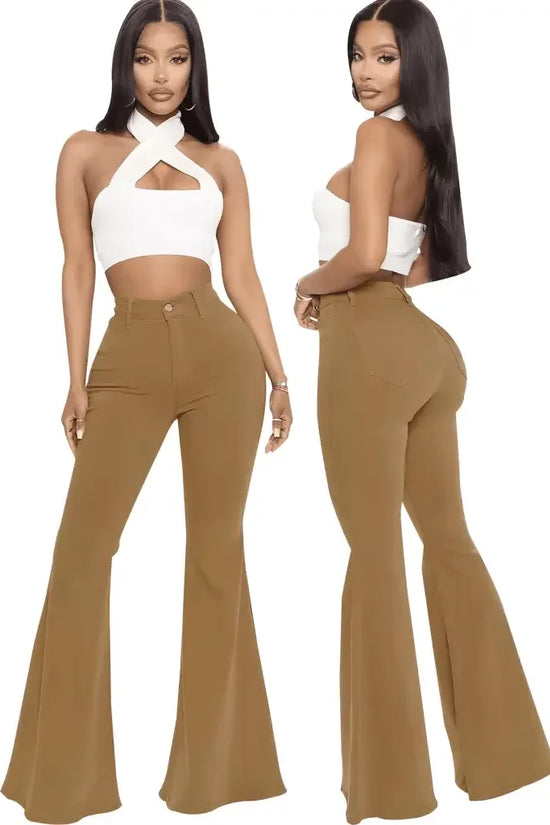 Plus Size Stretch High Waist Flare Jeans - IVORYNN