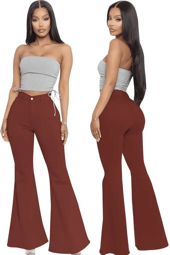 Plus Size Stretch High Waist Flare Jeans - IVORYNN