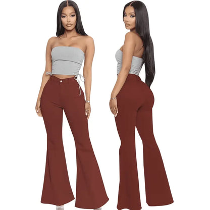 Plus Size Stretch High Waist Flare Jeans - IVORYNN
