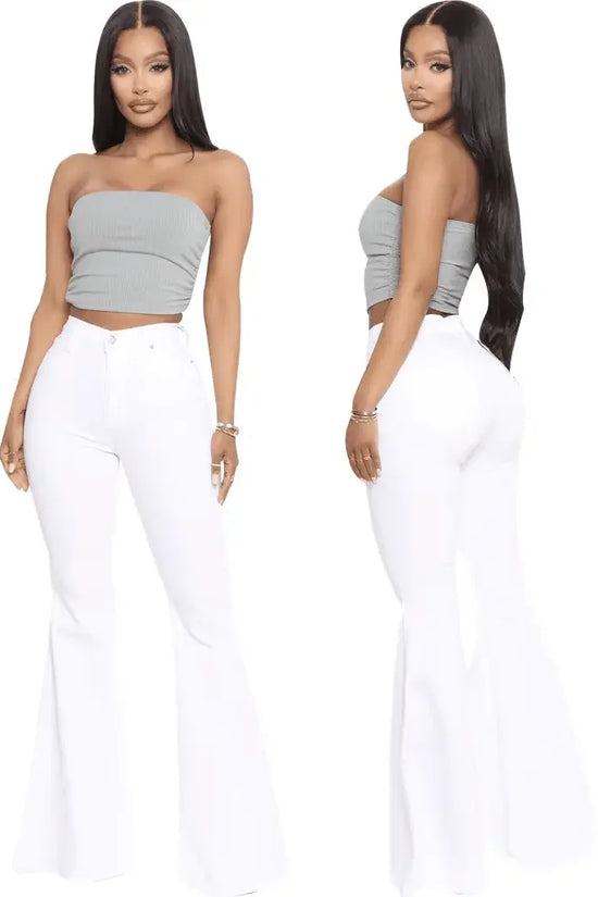 Plus Size Stretch High Waist Flare Jeans - IVORYNN