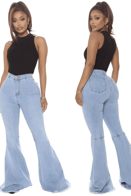 Plus Size Stretch High Waist Flare Jeans - IVORYNN