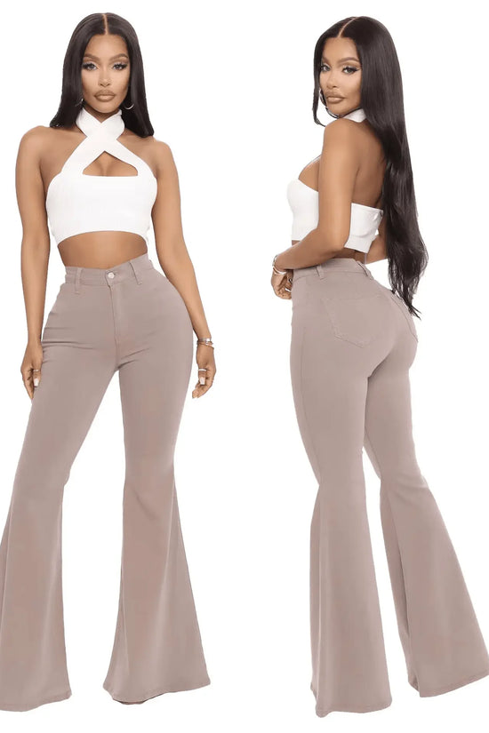 Plus Size Stretch High Waist Flare Jeans - IVORYNN