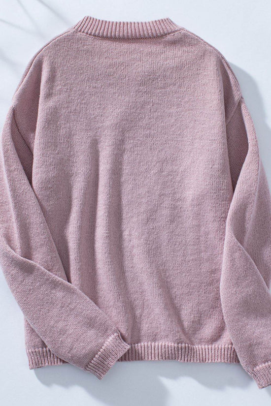 Pocketed Notched Long Sleeve Knitted Sweaters - IVORYNN