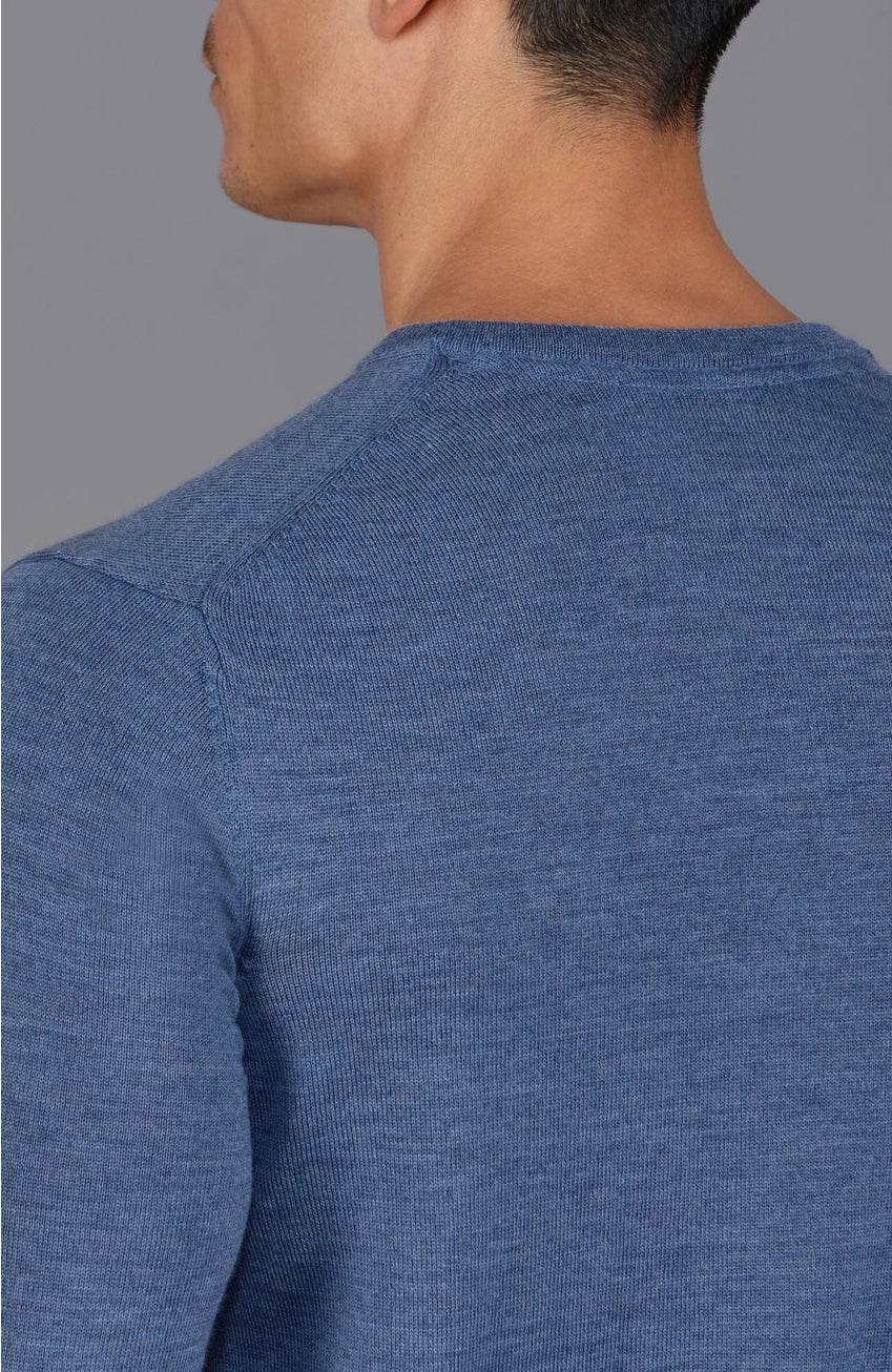 Premium Extra Fine Merino Wool Denim Blue Sweater - IVORYNN