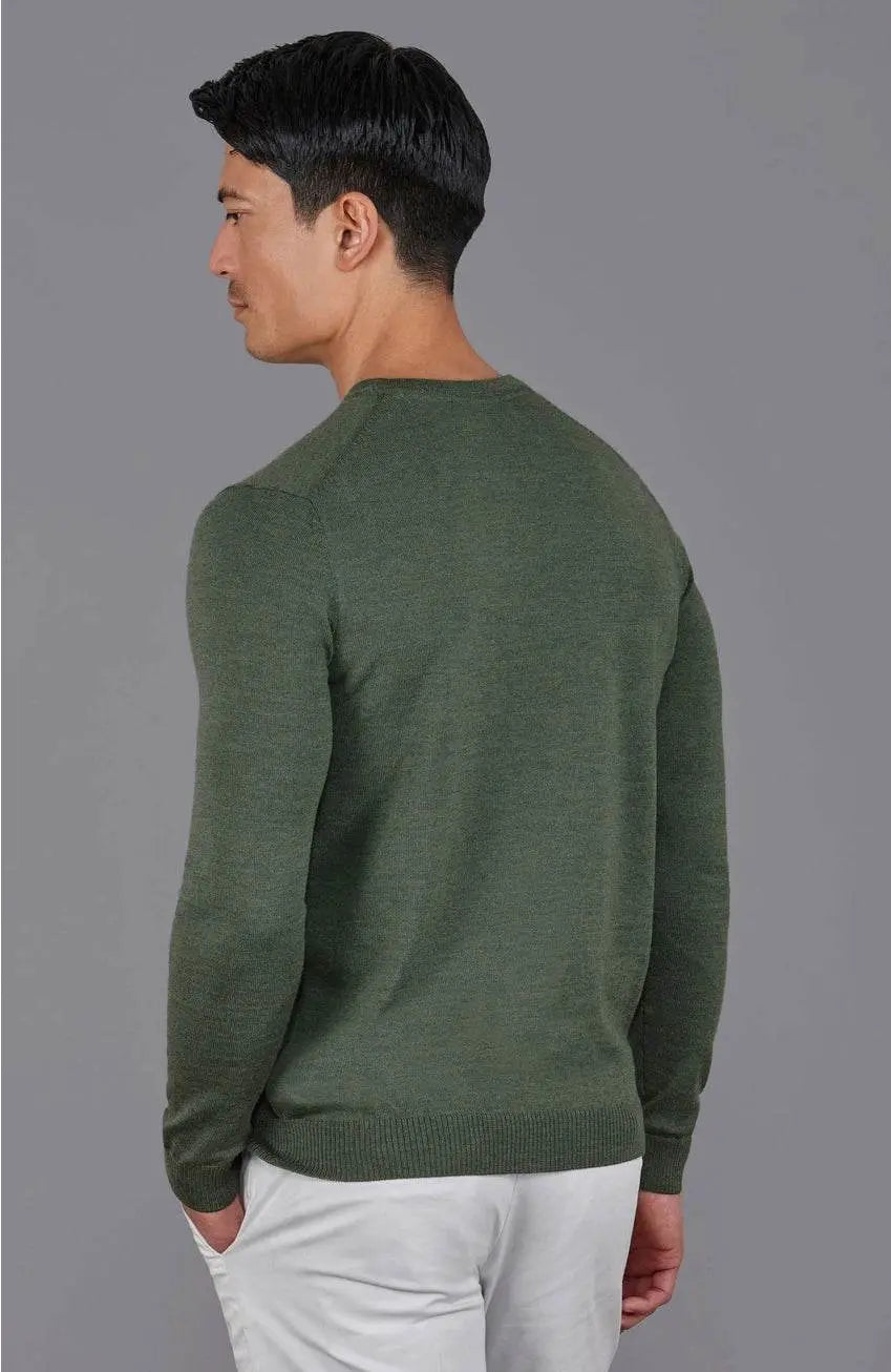 Premium Extra Fine Merino Wool Green Sweater - IVORYNN