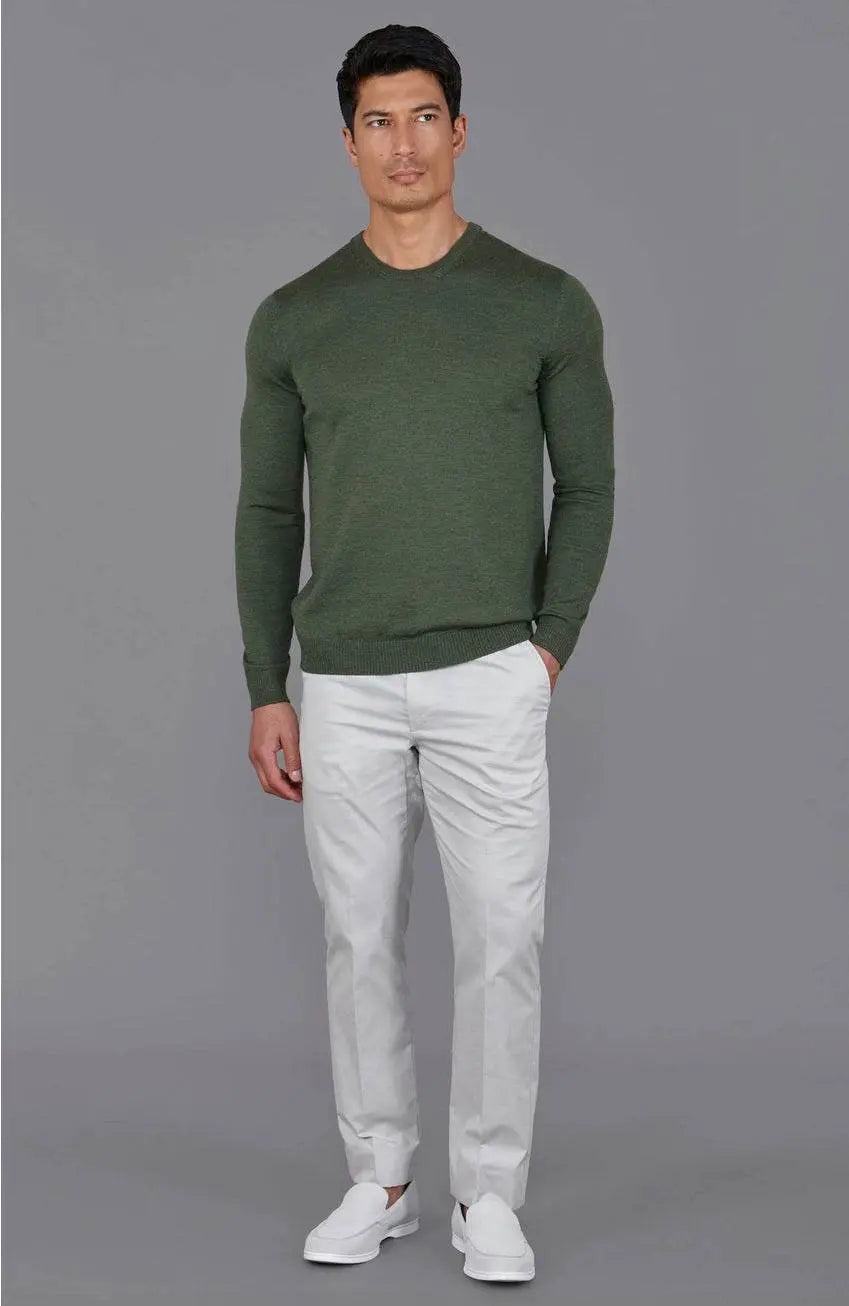 Premium Extra Fine Merino Wool Green Sweater - IVORYNN