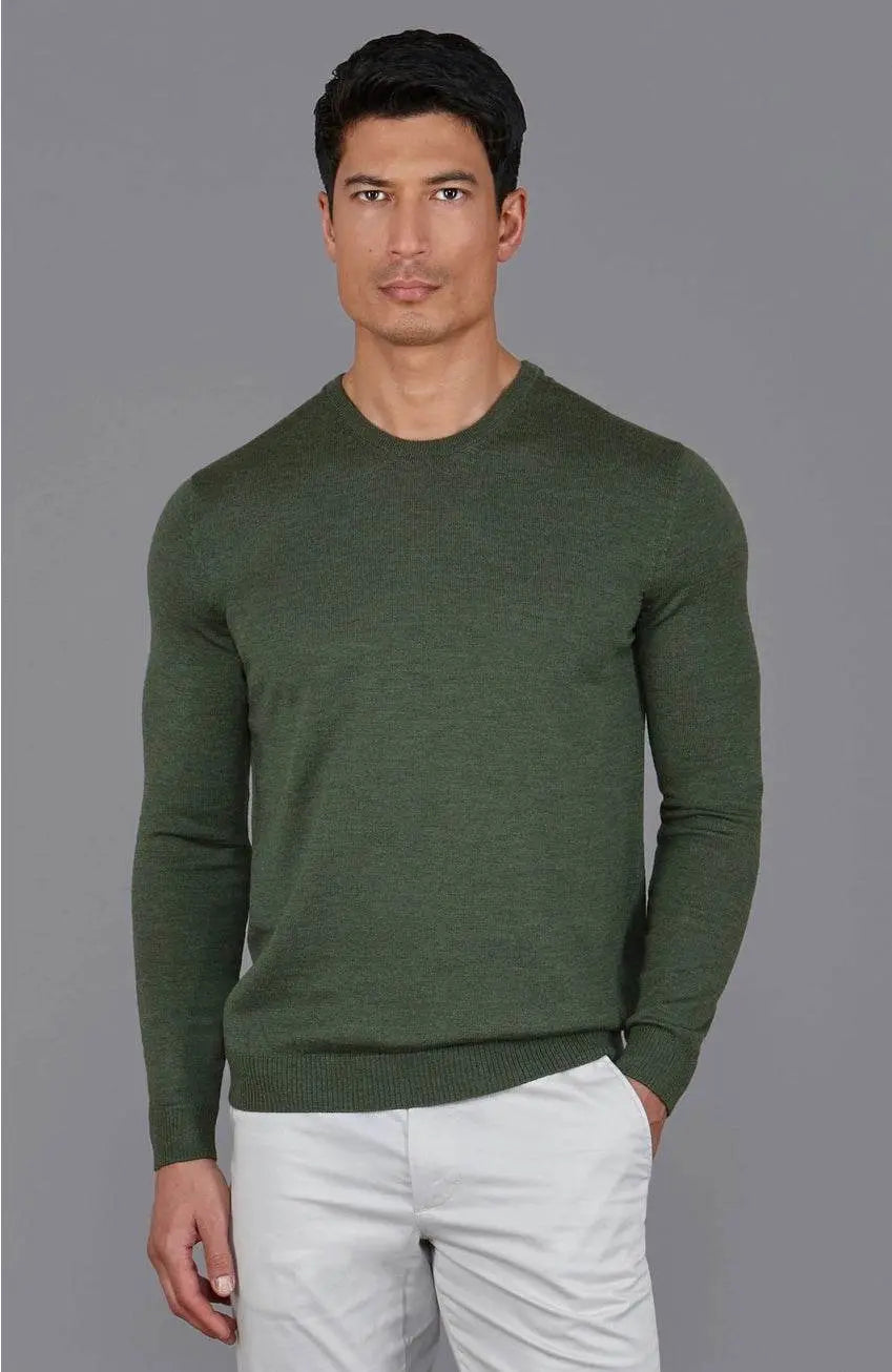 Premium Extra Fine Merino Wool Green Sweater - IVORYNN