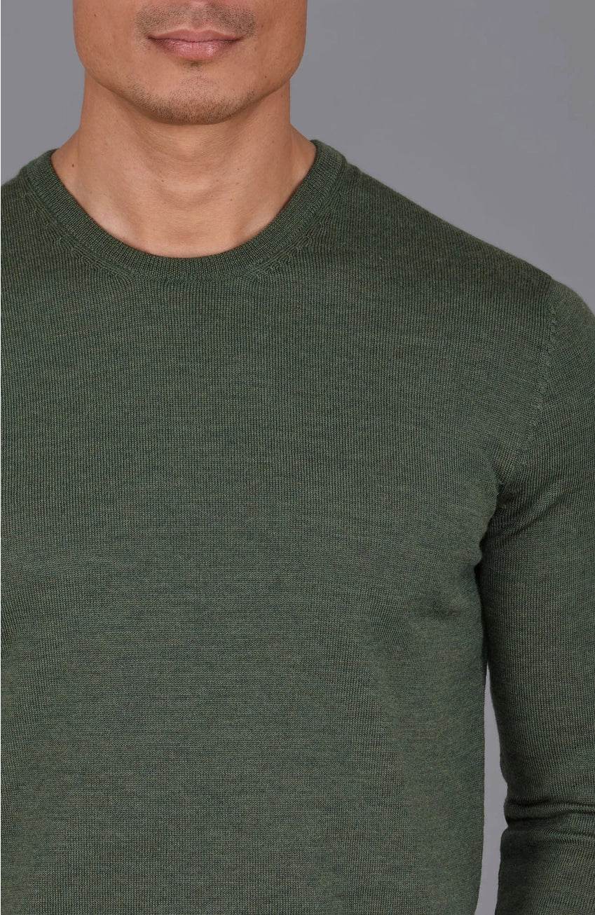 Premium Extra Fine Merino Wool Green Sweater - IVORYNN
