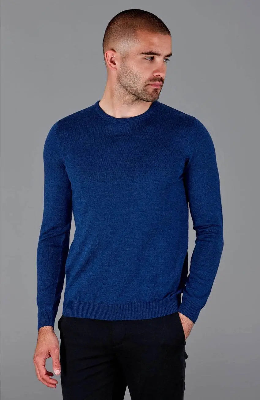 Premium Extra Fine Merino Wool Indigo Blue Sweater - IVORYNN