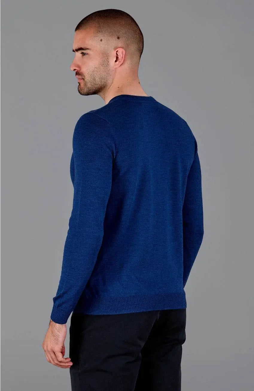 Premium Extra Fine Merino Wool Indigo Blue Sweater - IVORYNN