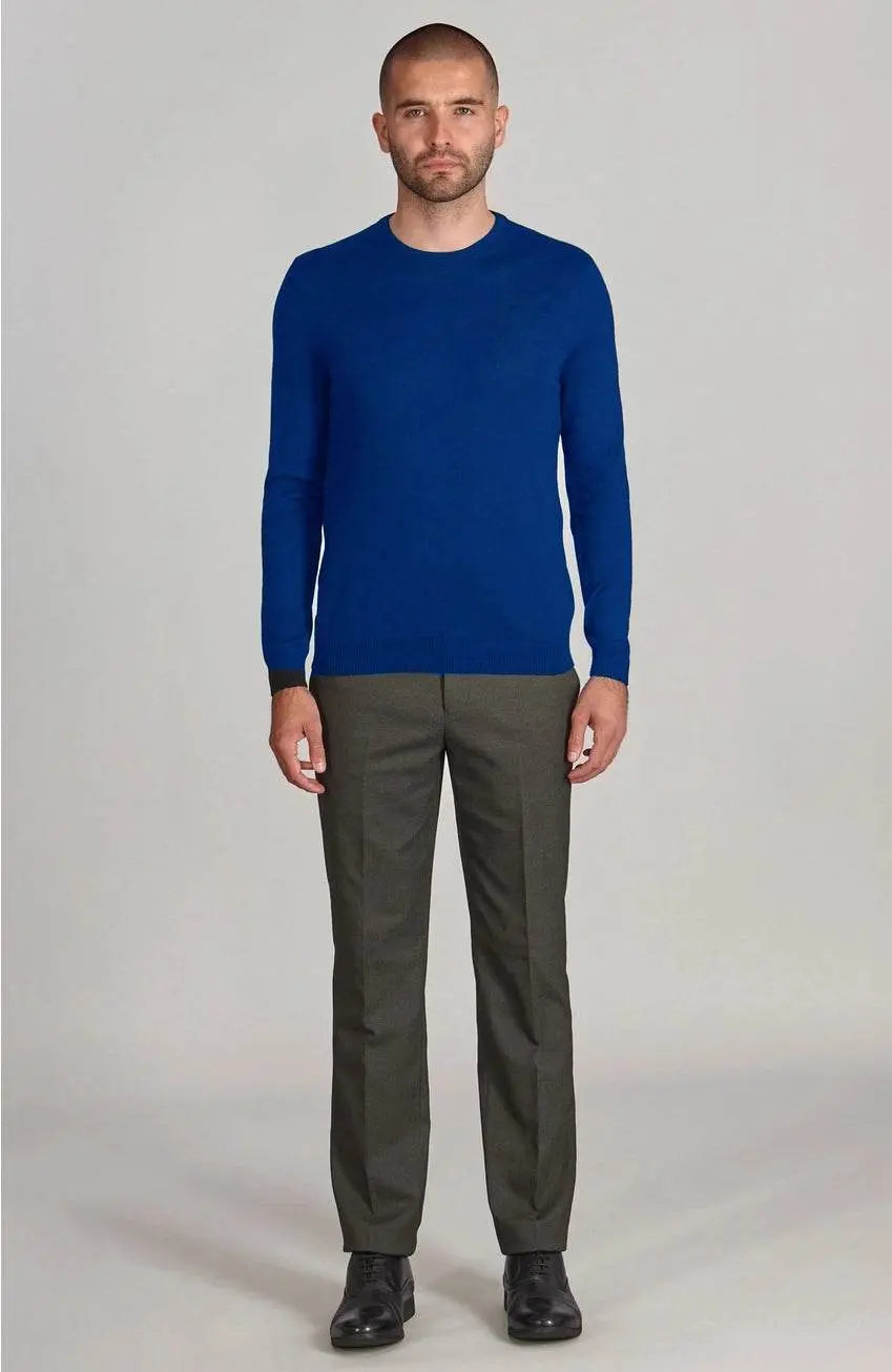 Premium Extra Fine Merino Wool Indigo Blue Sweater - IVORYNN