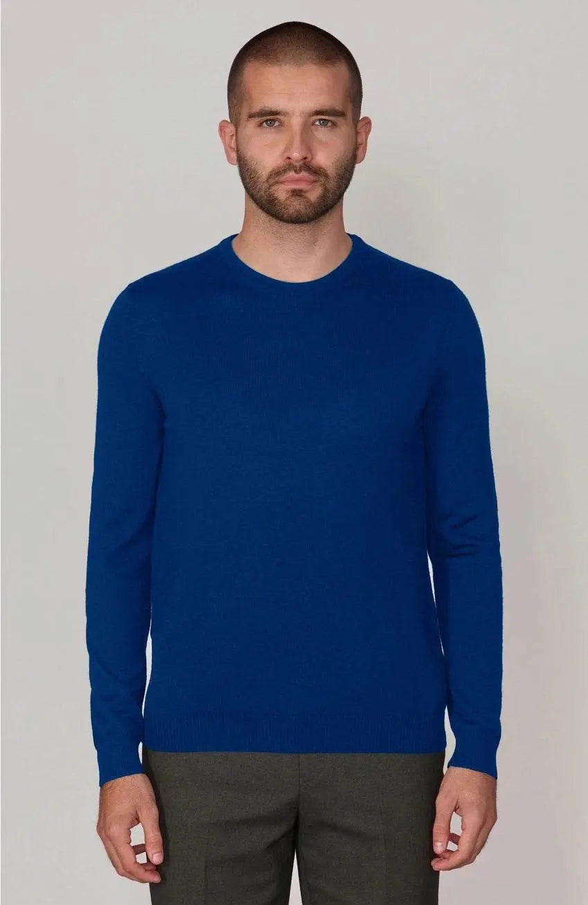 Premium Extra Fine Merino Wool Indigo Blue Sweater - IVORYNN