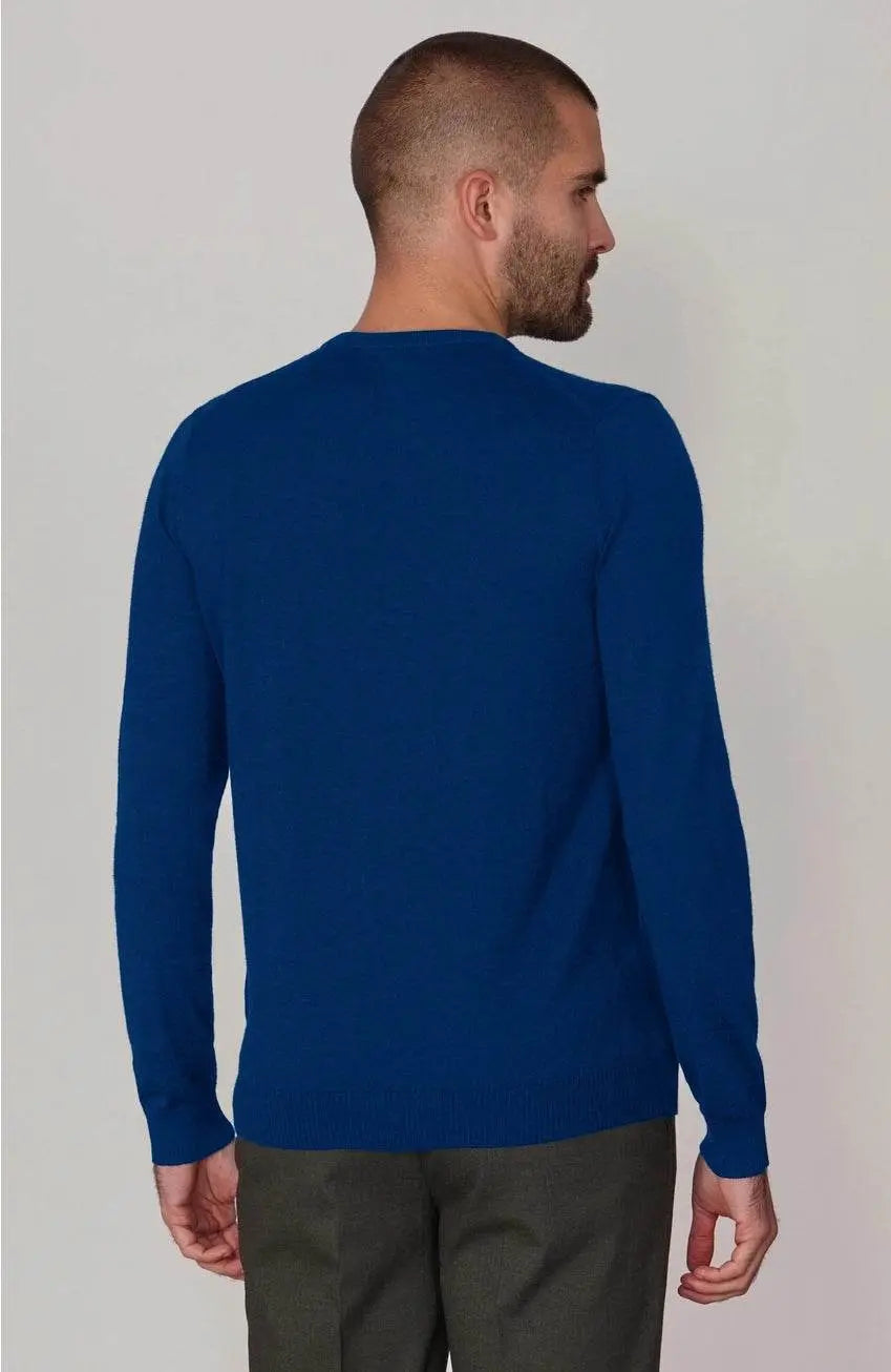 Premium Extra Fine Merino Wool Indigo Blue Sweater - IVORYNN
