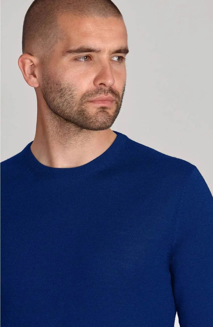 Premium Extra Fine Merino Wool Indigo Blue Sweater - IVORYNN