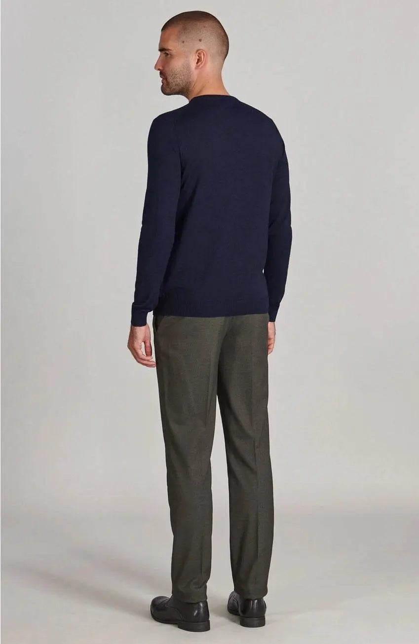 Premium Extra Fine Merino Wool Navy Sweater - IVORYNN