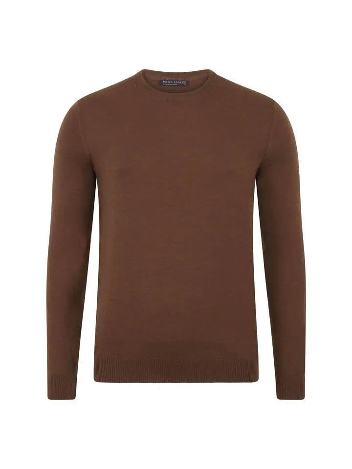Premium Extra Fine Merino Wool Oak Brown Sweater - IVORYNN
