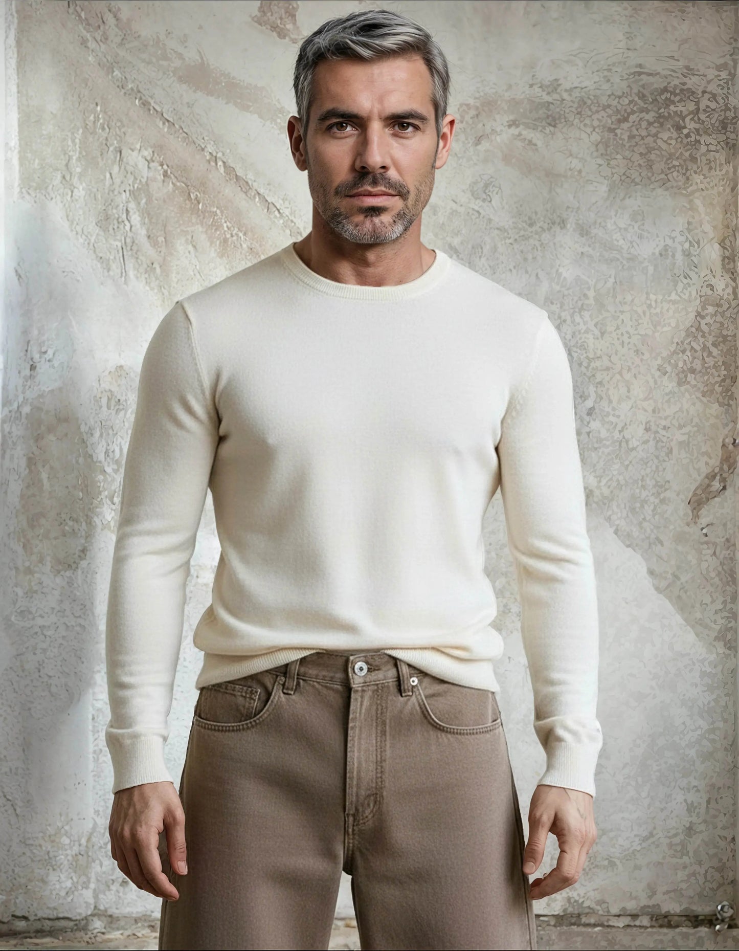 Premium Extra Fine Merino Wool White Sweater - IVORYNN